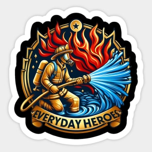 Heroic Firefighter Battling Blaze Sticker